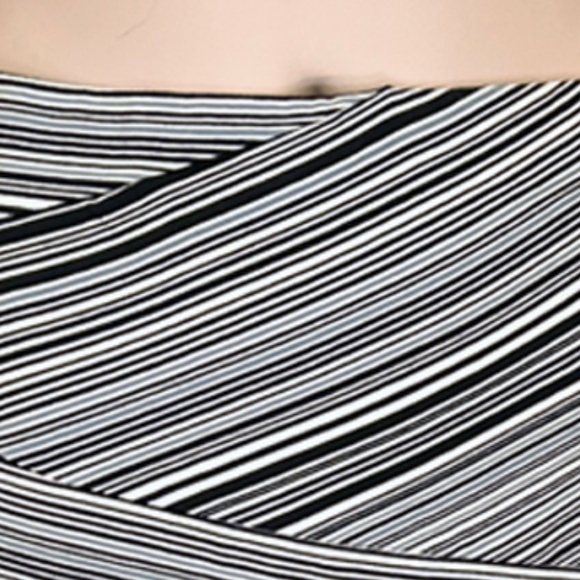 J. Jill Pencil Shirt Stripe Cotton Rayon Stretch Knit Faux Wrap Banded Tummy - Picture 11 of 15